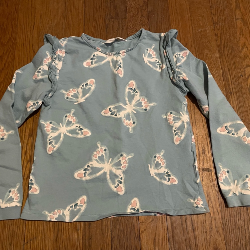 H&M Kids Long Sleeve Shirt with Butterfly Design - Blue and Pink